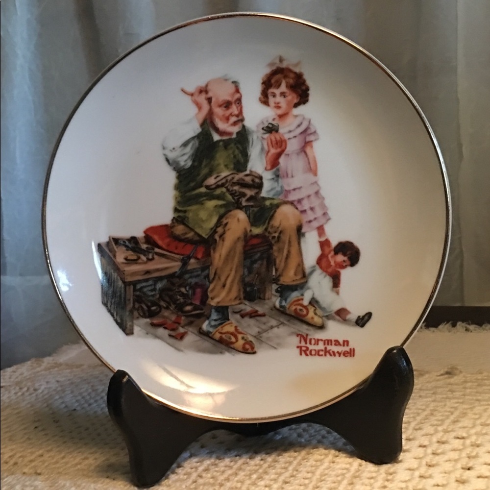 1984 Norman Rockwell The Cobbler Collectors Plate Vintage Retro Wall Hanging